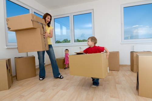Furniture and boxes loaded into a van for a Woodford move