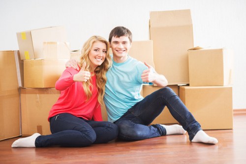 Woodford house removals service with boxes and furniture ready to move