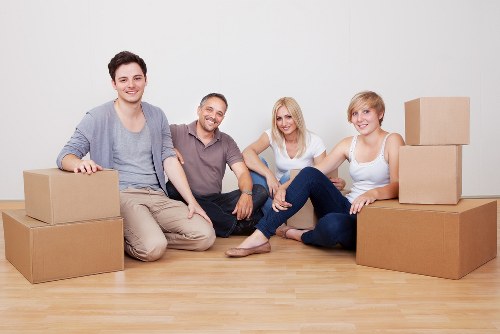 Loading boxes and furniture into a hired removal truck