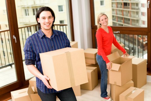 Boxes and organised packing materials ready for a local relocation